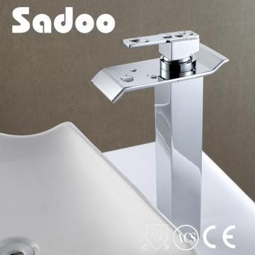 Single Bar Handle Deck Mounted Flat Waterfall Basin Faucet