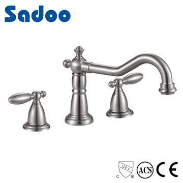 CUPC Dual Handle Deck Mounted Polish Brass Basin Faucet