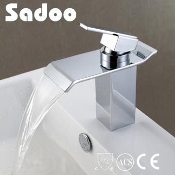 Single Bar Handle Basin Mounted Flat Waterfall Basin Faucet