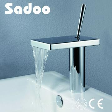 Single Bar Handle Basin Mounted Square Waterfall Basin Faucet